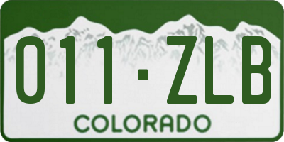 CO license plate 011ZLB