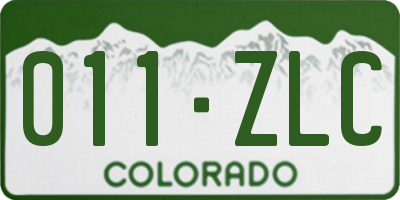CO license plate 011ZLC