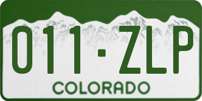 CO license plate 011ZLP