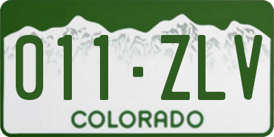 CO license plate 011ZLV