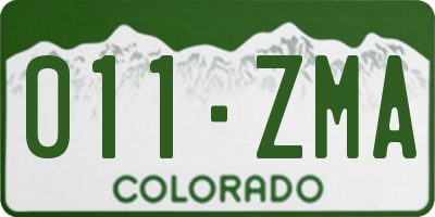 CO license plate 011ZMA