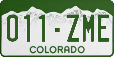 CO license plate 011ZME