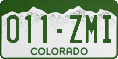 CO license plate 011ZMI