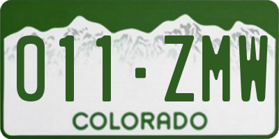 CO license plate 011ZMW