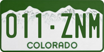 CO license plate 011ZNM