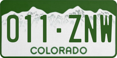 CO license plate 011ZNW