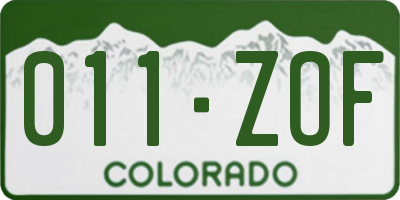 CO license plate 011ZOF