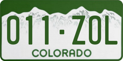 CO license plate 011ZOL