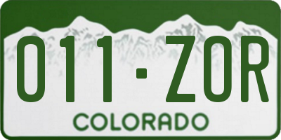 CO license plate 011ZOR