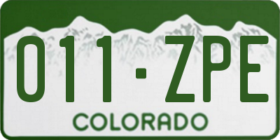 CO license plate 011ZPE