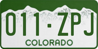CO license plate 011ZPJ