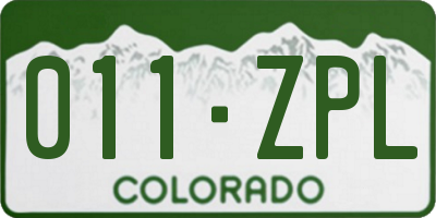 CO license plate 011ZPL