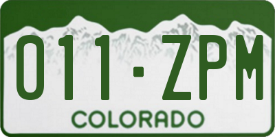 CO license plate 011ZPM
