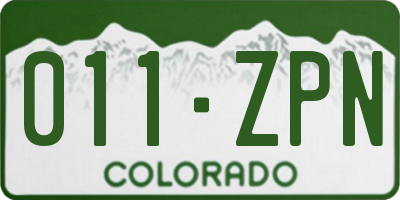 CO license plate 011ZPN