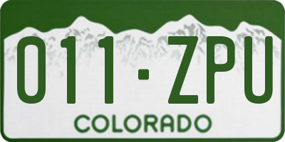 CO license plate 011ZPU