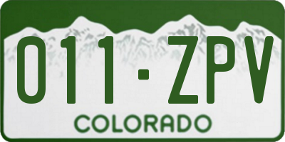 CO license plate 011ZPV