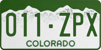 CO license plate 011ZPX