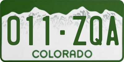 CO license plate 011ZQA