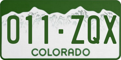 CO license plate 011ZQX