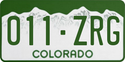 CO license plate 011ZRG