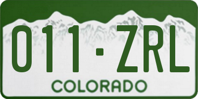 CO license plate 011ZRL