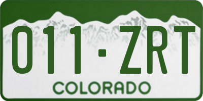 CO license plate 011ZRT