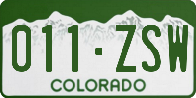 CO license plate 011ZSW