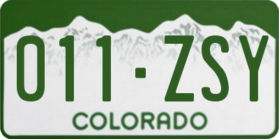 CO license plate 011ZSY