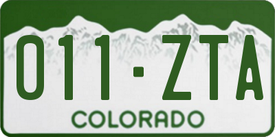 CO license plate 011ZTA