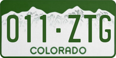 CO license plate 011ZTG