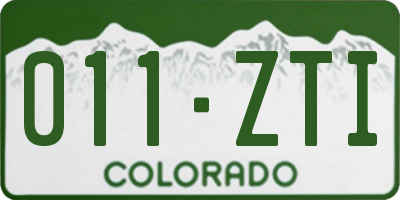CO license plate 011ZTI