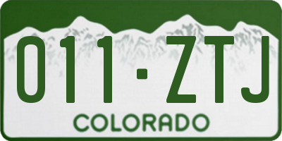 CO license plate 011ZTJ
