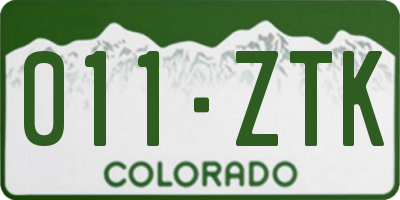 CO license plate 011ZTK