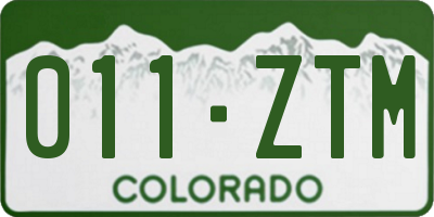 CO license plate 011ZTM