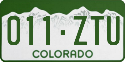 CO license plate 011ZTU