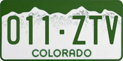 CO license plate 011ZTV