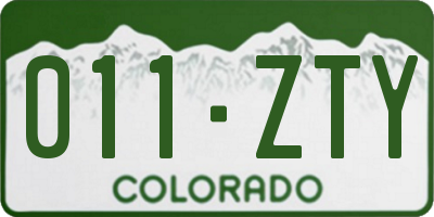 CO license plate 011ZTY