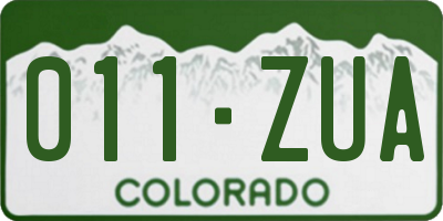 CO license plate 011ZUA