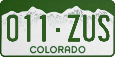 CO license plate 011ZUS