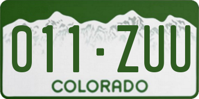 CO license plate 011ZUU