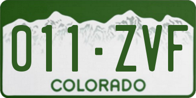 CO license plate 011ZVF