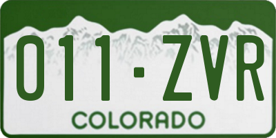 CO license plate 011ZVR