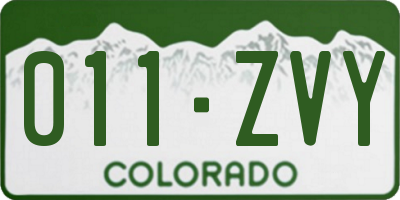 CO license plate 011ZVY