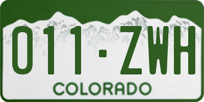 CO license plate 011ZWH