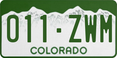 CO license plate 011ZWM