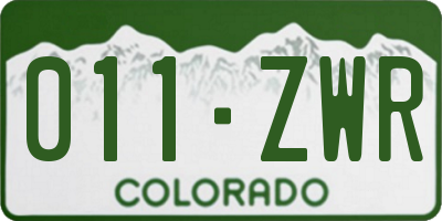 CO license plate 011ZWR