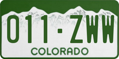 CO license plate 011ZWW