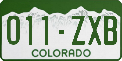 CO license plate 011ZXB