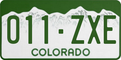 CO license plate 011ZXE