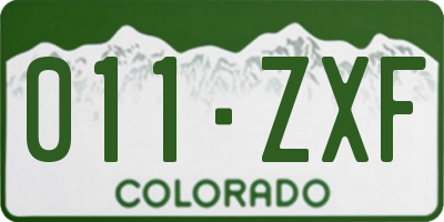 CO license plate 011ZXF